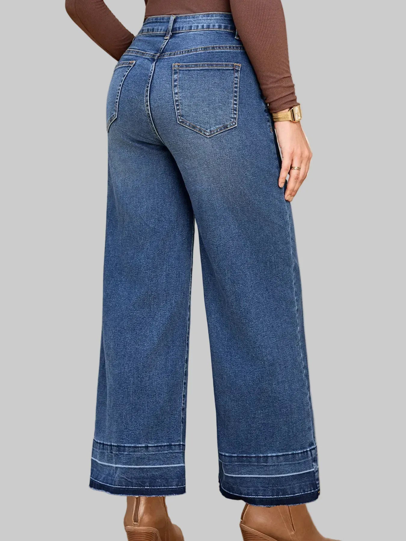 High Waist Wide Leg Washed Jeans The Nichole Collection