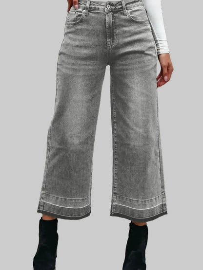 High Waist Wide Leg Washed Jeans The Nichole Collection