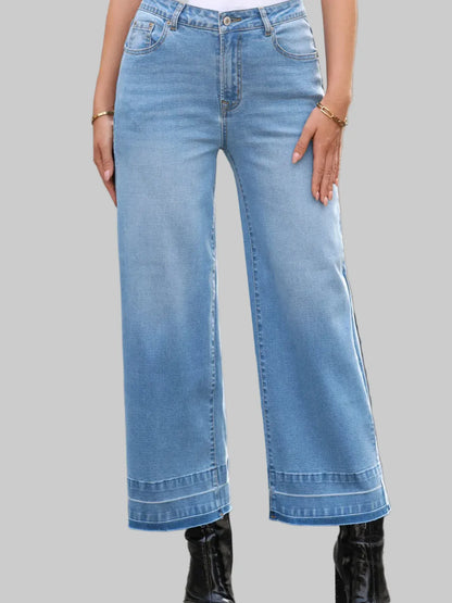 High Waist Wide Leg Washed Jeans The Nichole Collection