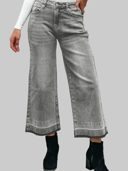 High Waist Wide Leg Washed Jeans The Nichole Collection
