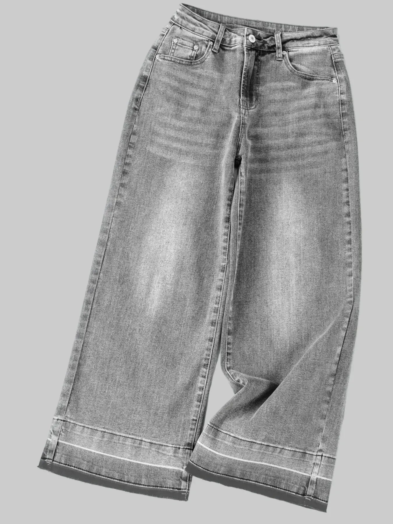 High Waist Wide Leg Washed Jeans The Nichole Collection