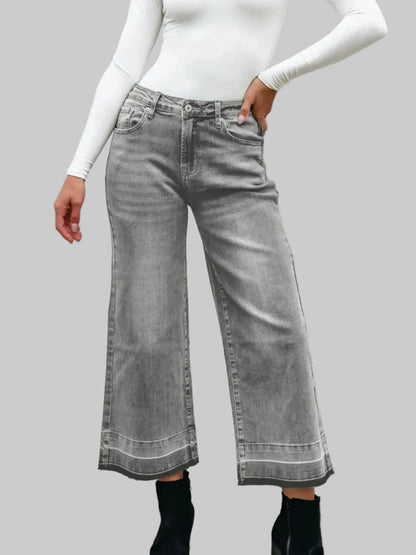 High Waist Wide Leg Washed Jeans The Nichole Collection