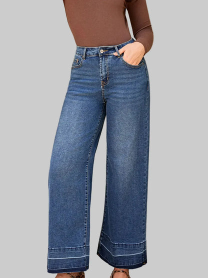 High Waist Wide Leg Washed Jeans The Nichole Collection