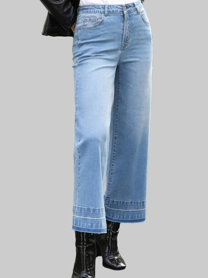 High Waist Wide Leg Washed Jeans The Nichole Collection
