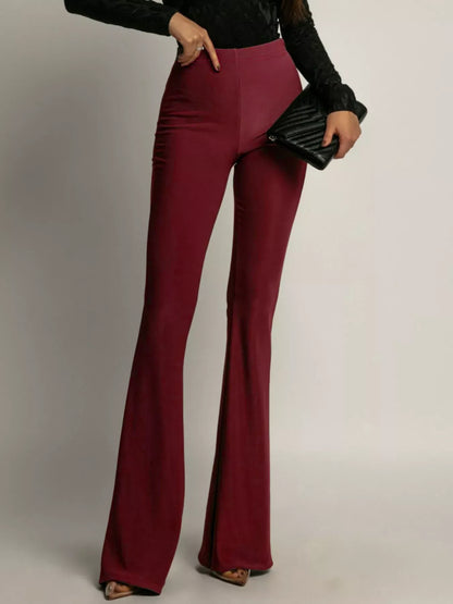 High-Waisted Flared Pants Dress Pants Red / S The Nichole Collection