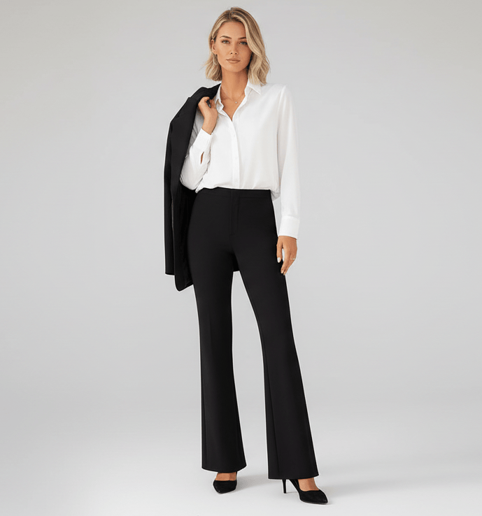 High-Waisted Sculpting Stretch Flare Trousers X-Small / Black The Nichole Collection