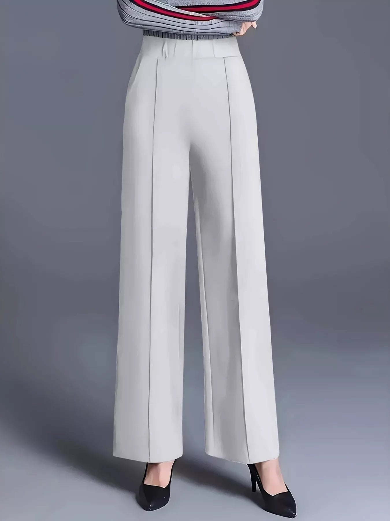 High-Waisted Wide Leg Pants Dress Pants White / S The Nichole Collection