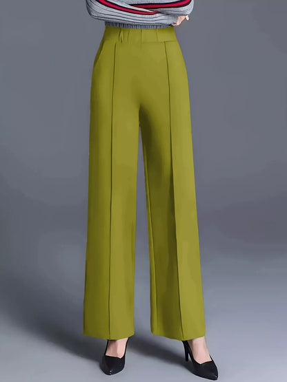 High-Waisted Wide Leg Pants Dress Pants Olive / S The Nichole Collection