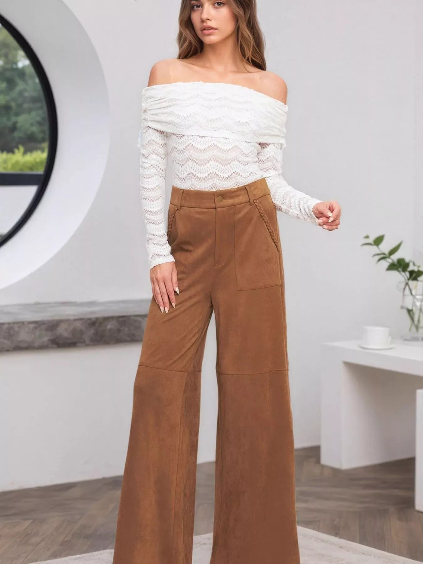 High-Waisted Wide Leg Pants Dress Pants The Nichole Collection
