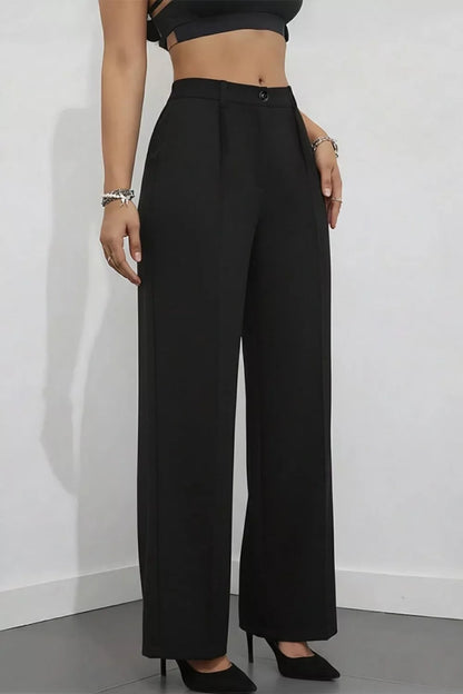 High-Waisted Wide-Leg Pants Black / S The Nichole Collection - Official Site