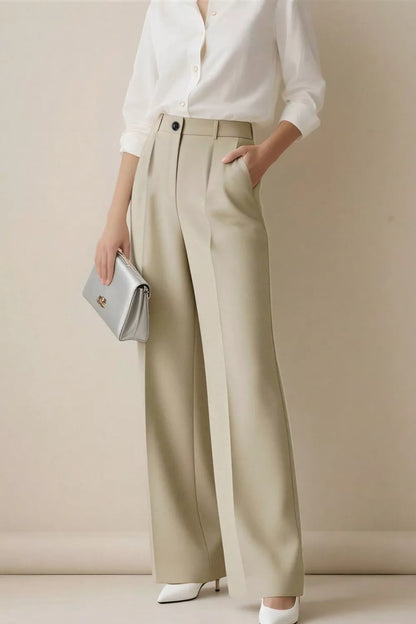 High-Waisted Wide-Leg Pants Beige / S The Nichole Collection - Official Site