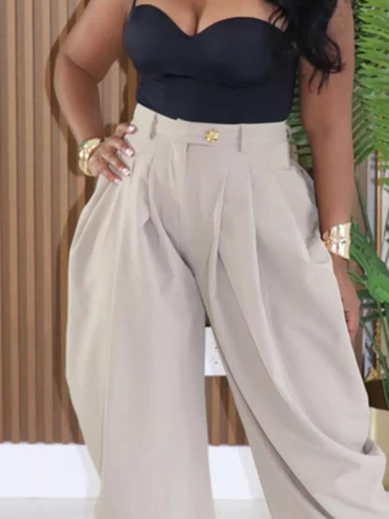 High-Waisted Wide Leg Pleated Pants The Nichole Collection