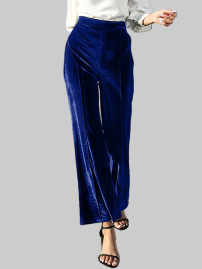 High-Waisted Wide Leg Velvet Pants The Nichole Collection