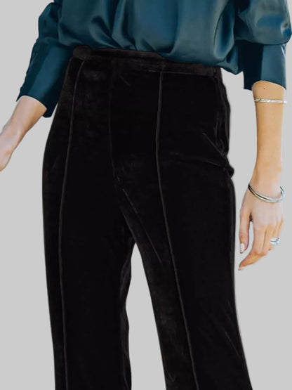 High-Waisted Wide Leg Velvet Pants The Nichole Collection