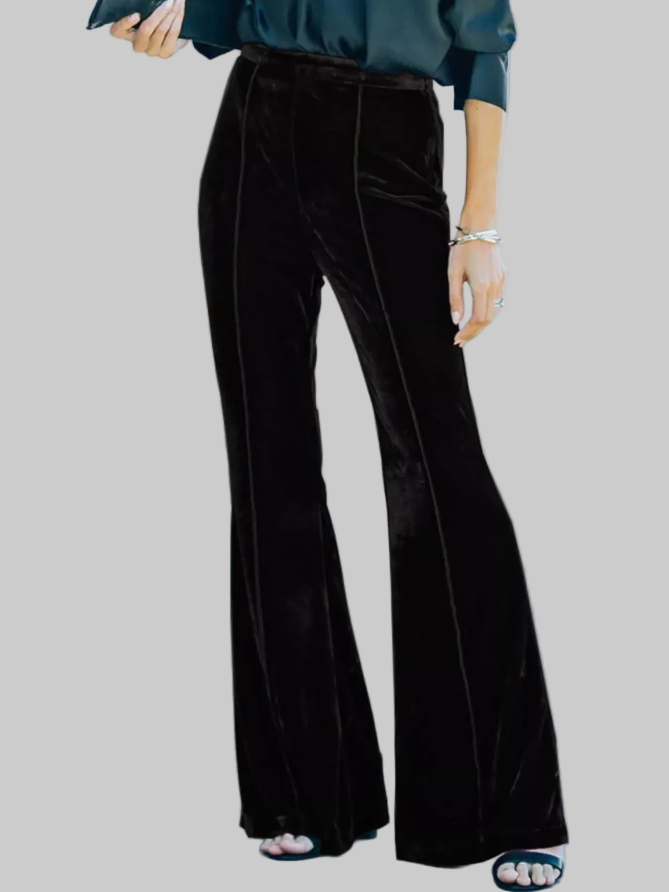 High-Waisted Wide Leg Velvet Pants The Nichole Collection