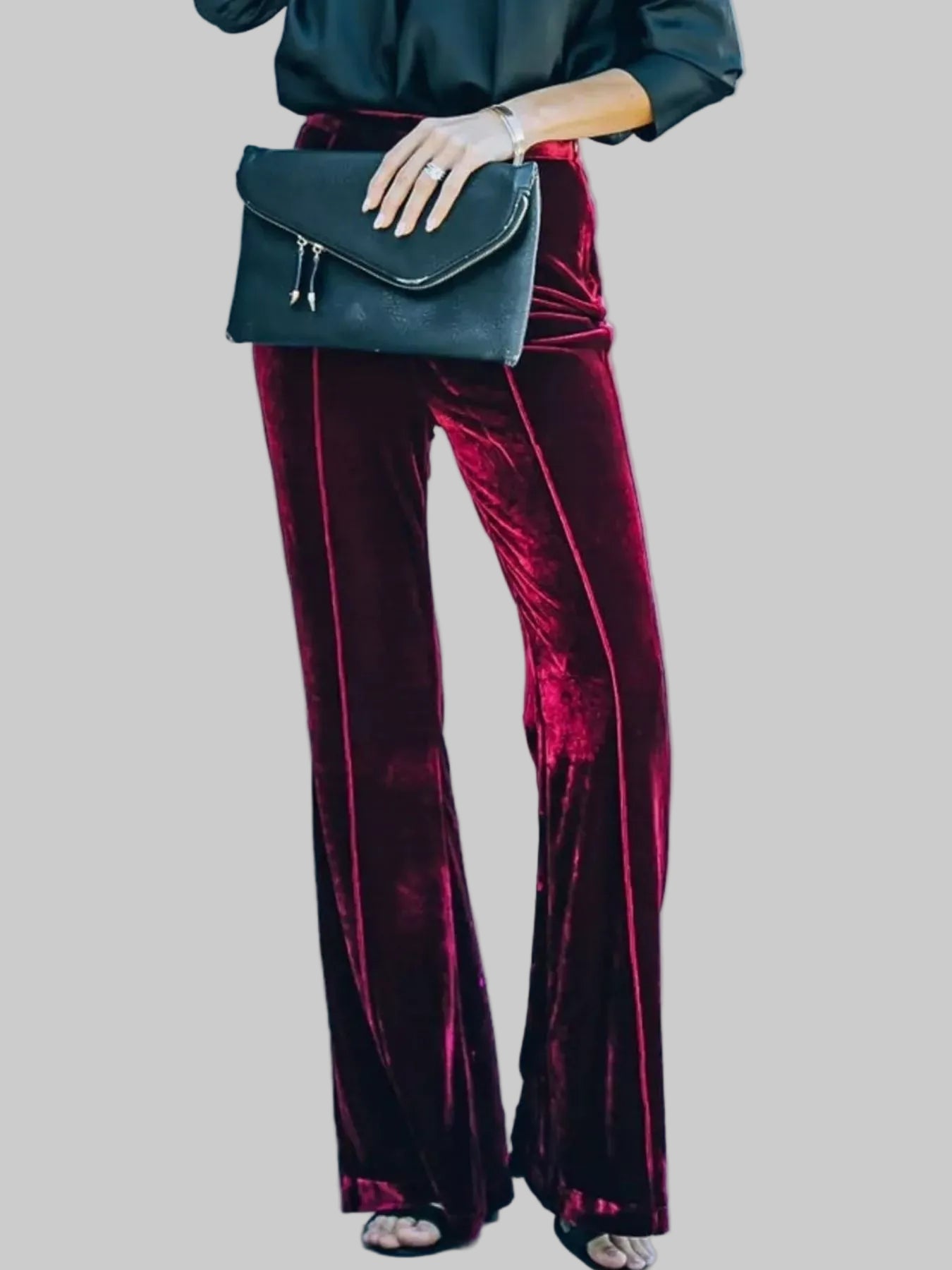High-Waisted Wide Leg Velvet Pants The Nichole Collection