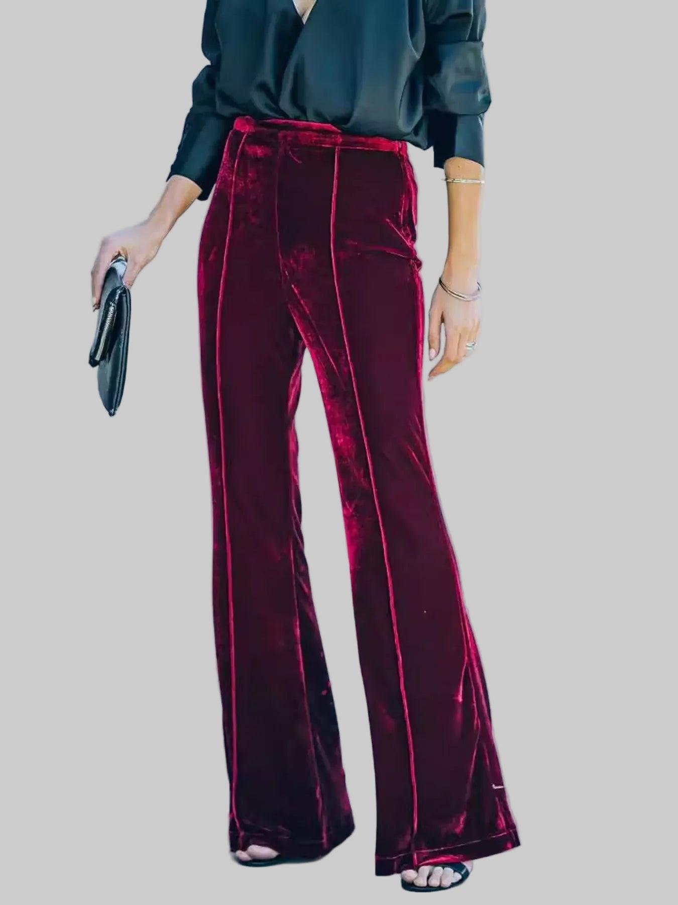 High-Waisted Wide Leg Velvet Pants The Nichole Collection