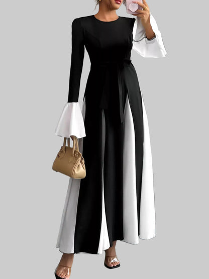 Holiday Black and White Flare Sleeve Maxi Dress The Nichole Collection