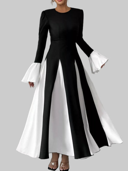 Holiday Black and White Flare Sleeve Maxi Dress The Nichole Collection