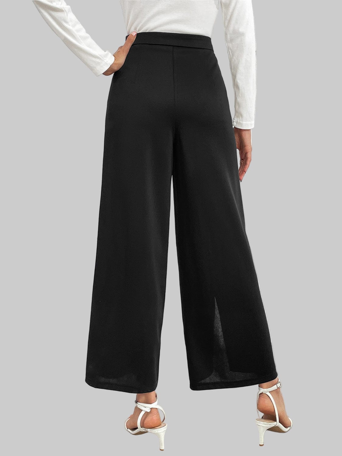 Honey Chain Detail Slit Straight Pants Dress Pants The Nichole Collection