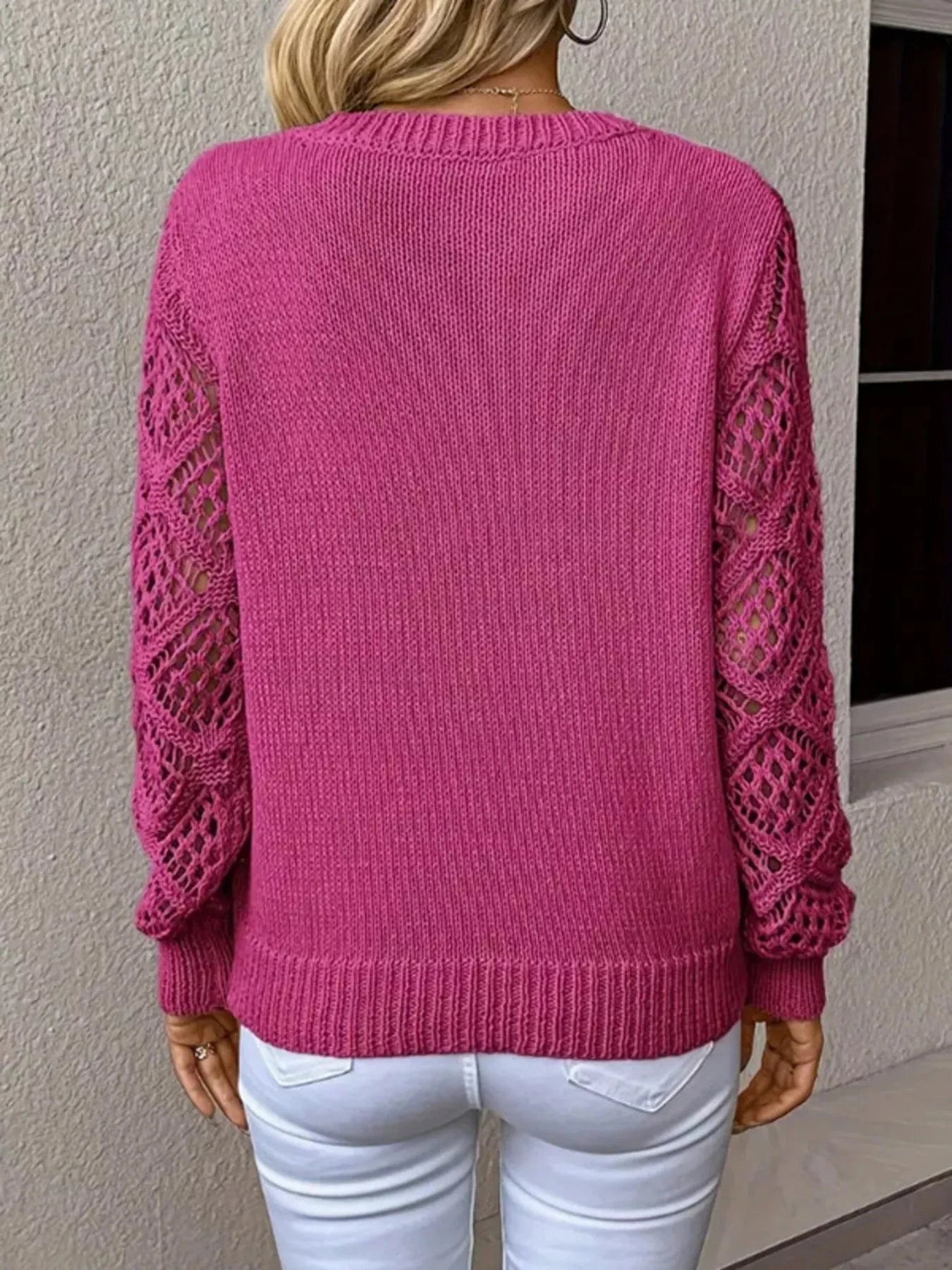 Icon Openwork V-Neck Sweater Sweaters The Nichole Collection