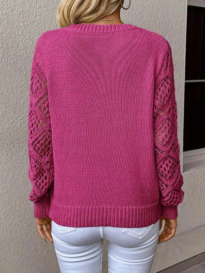 Icon Openwork V-Neck Sweater Sweaters The Nichole Collection