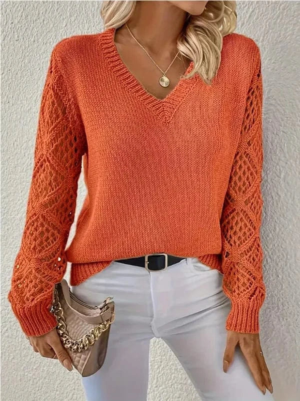 Icon Openwork V-Neck Sweater Sweaters The Nichole Collection