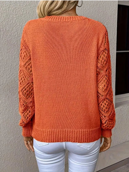 Icon Openwork V-Neck Sweater Sweaters The Nichole Collection