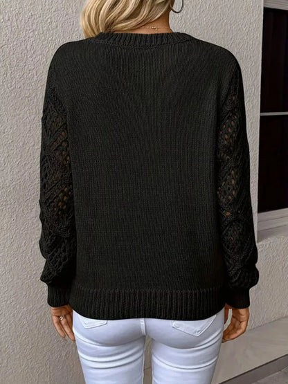 Icon Openwork V-Neck Sweater Sweaters The Nichole Collection