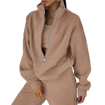 European Style Sporty Hooded Tracksuit in Soft Brushed Fabric - by The Nichole Collection
