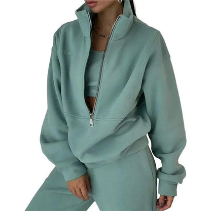 European Style Sporty Hooded Tracksuit in Soft Brushed Fabric - by The Nichole Collection