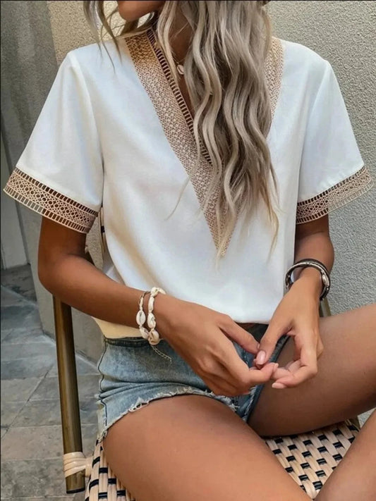 Island Muse Lace Accent Blouse The Nichole Collection