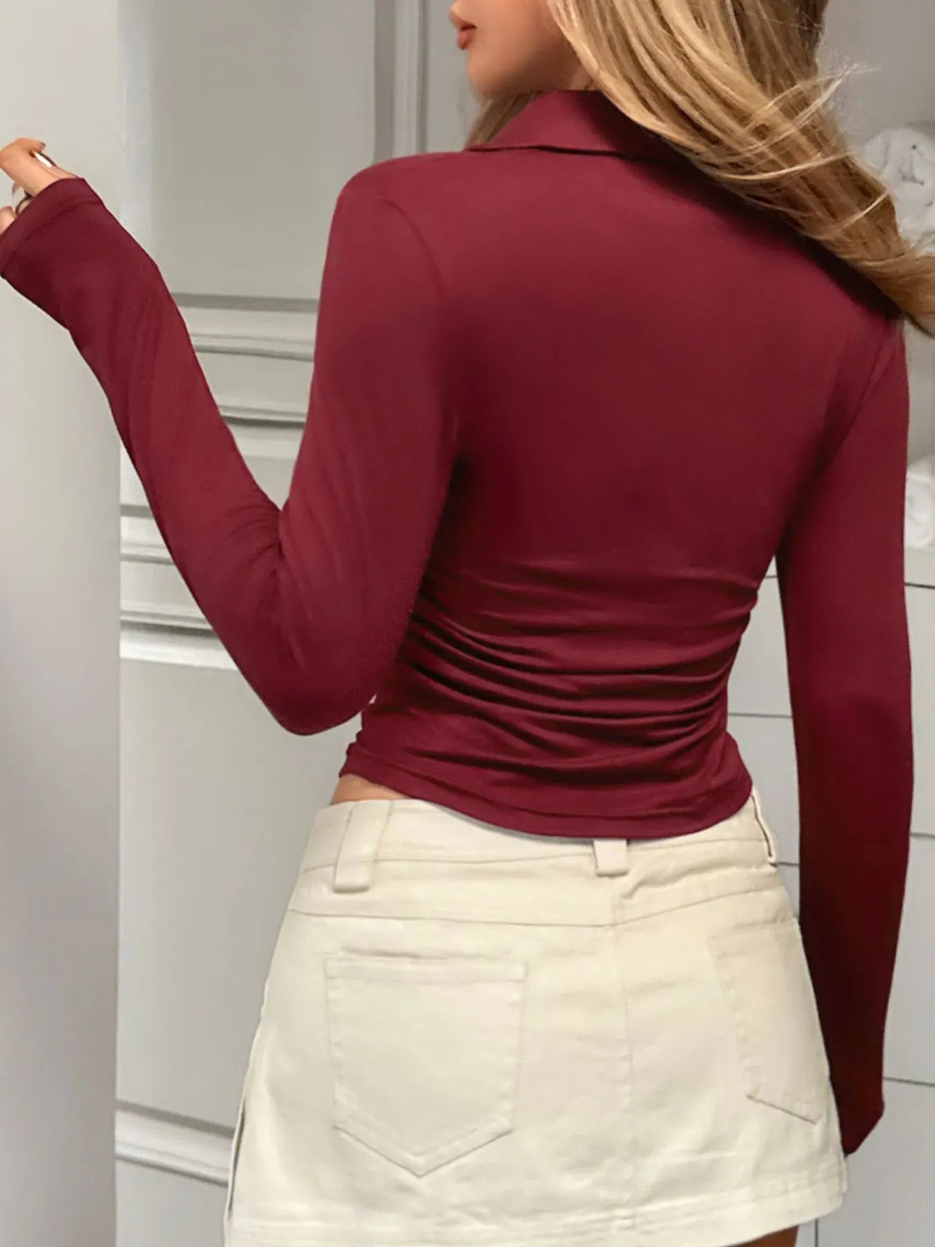 Johnny Collar Long Sleeve T-Shirt Shirts & Tops The Nichole Collection