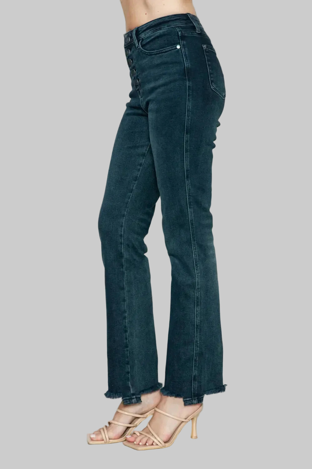 Judy Blue Button Fly Hem Destroy Straight Jeans The Nichole Collection - Official Site