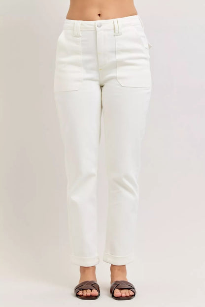 Judy Blue High Waist Jeans with Patch Pockets White / 0(24) The Nichole Collection - Official Site