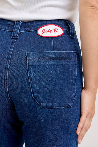 Judy Blue High-Waisted Retro Wide Jeans with Patch Pkts & Twisted Seams The Nichole Collection - Official Site