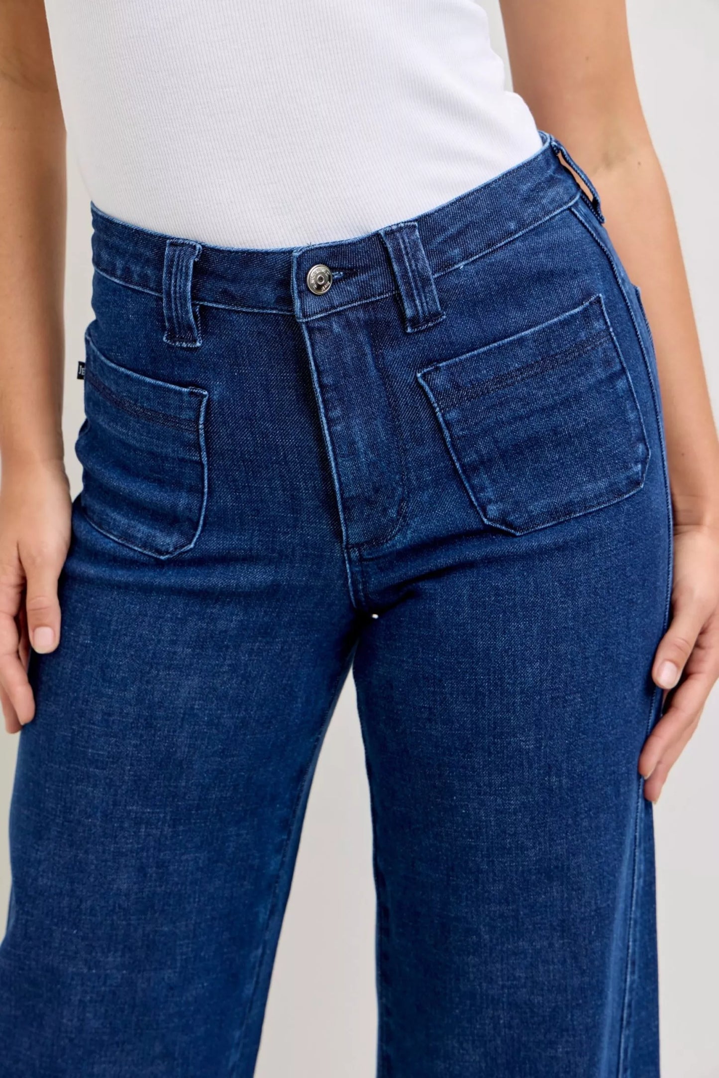 Judy Blue High-Waisted Retro Wide Jeans with Patch Pkts & Twisted Seams The Nichole Collection - Official Site