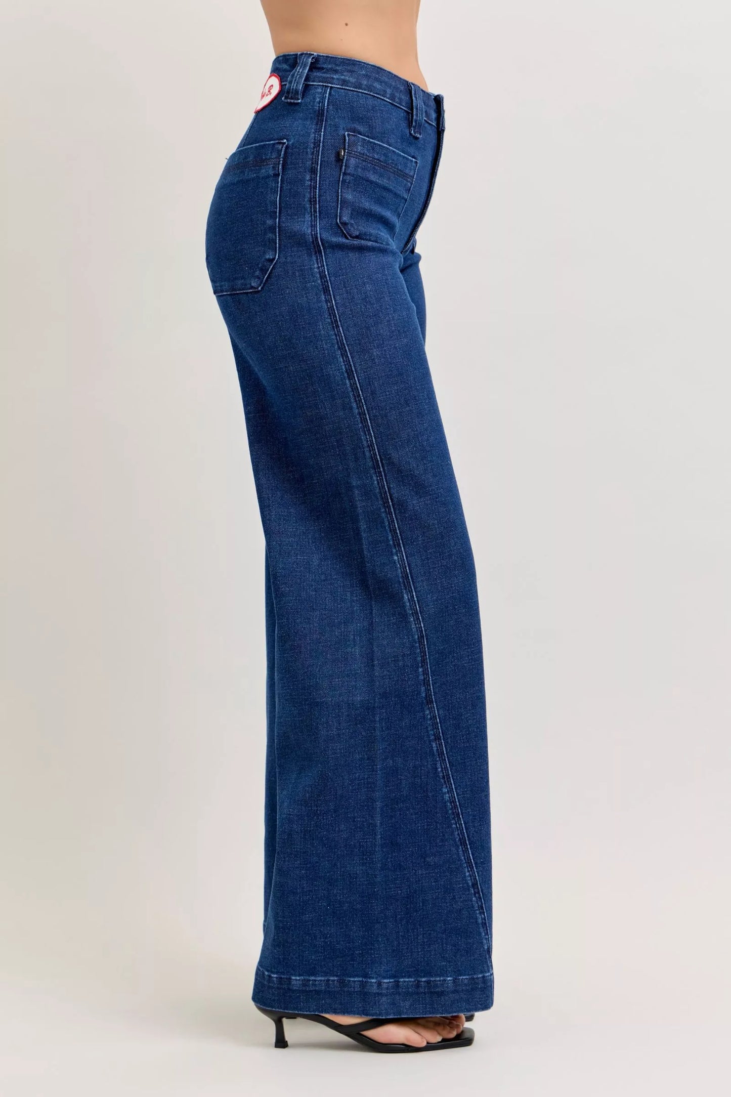 Judy Blue High-Waisted Retro Wide Jeans with Patch Pkts & Twisted Seams The Nichole Collection - Official Site
