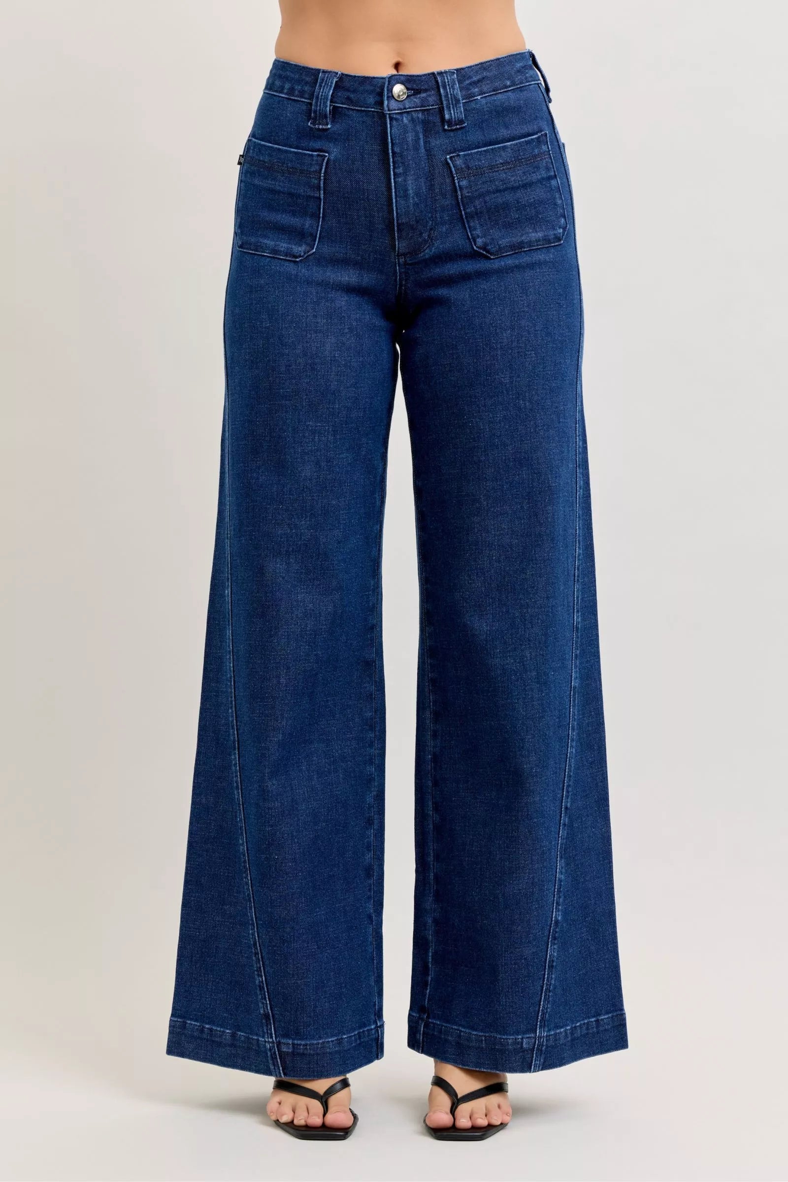 Judy Blue High-Waisted Retro Wide Jeans with Patch Pkts & Twisted Seams The Nichole Collection - Official Site