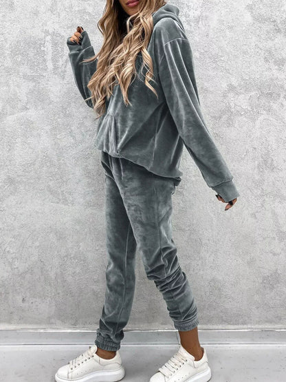Kangaroo Pocket Hoodie and Pants Set The Nichole Collection