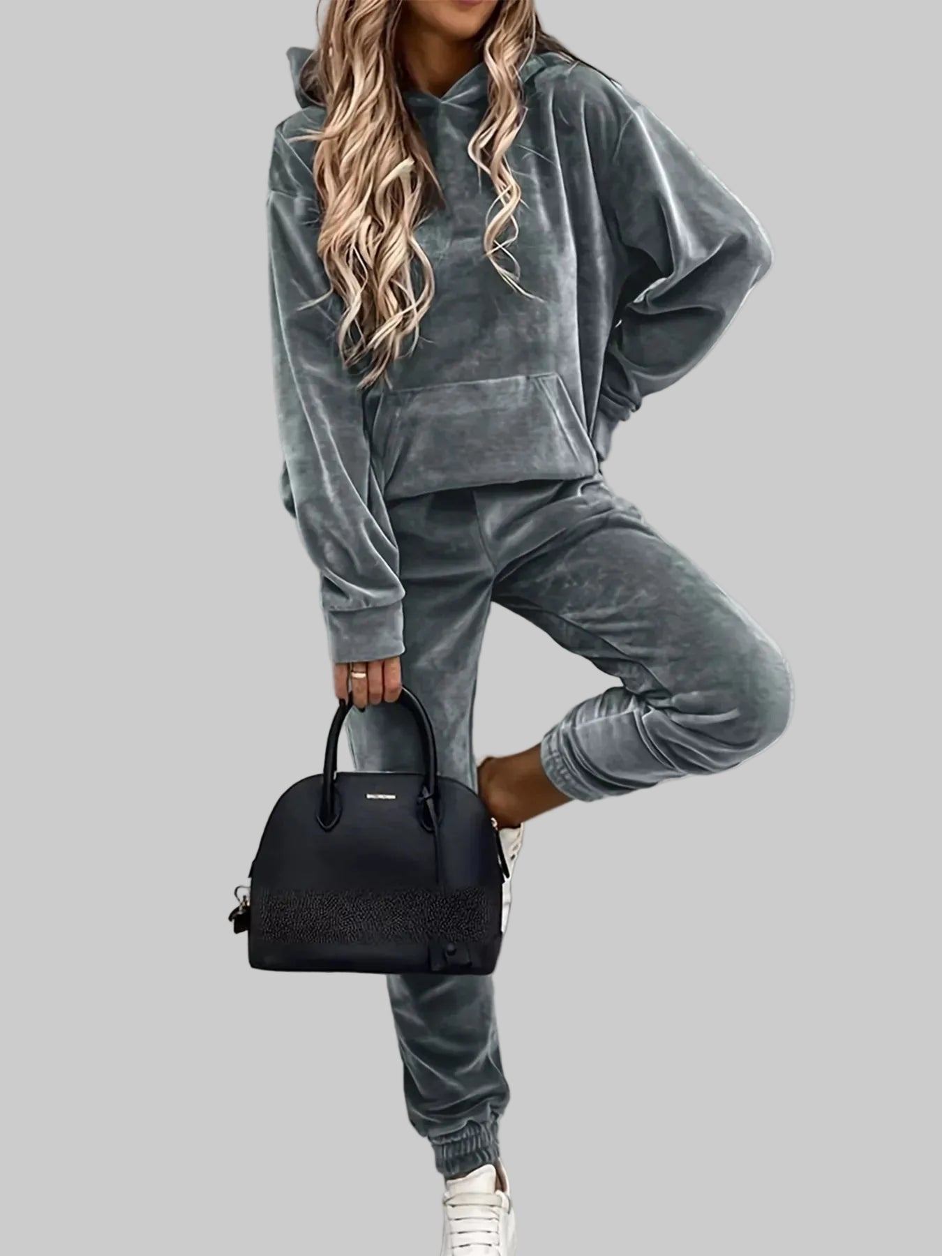 Kangaroo Pocket Hoodie and Pants Set Dark Gray / S The Nichole Collection