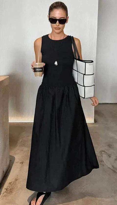 Knitted Sleeveless Long Maxi Dress Dresses Black / S The Nichole Collection