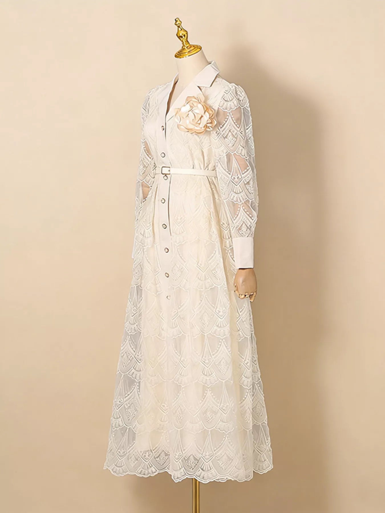 Lace Button Front Midi Dress The Nichole Collection - Official Site