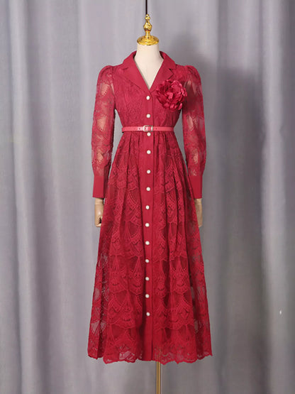 Lace Button Front Midi Dress The Nichole Collection - Official Site