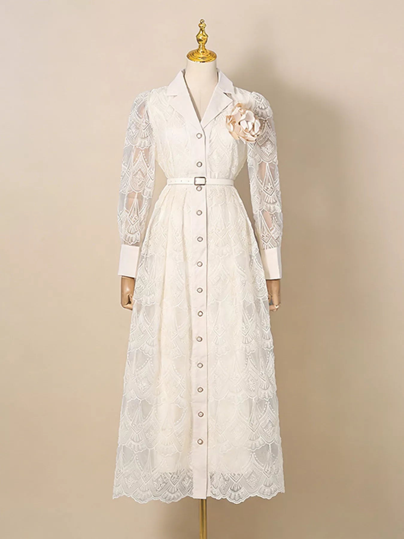 Lace Button Front Midi Dress The Nichole Collection - Official Site