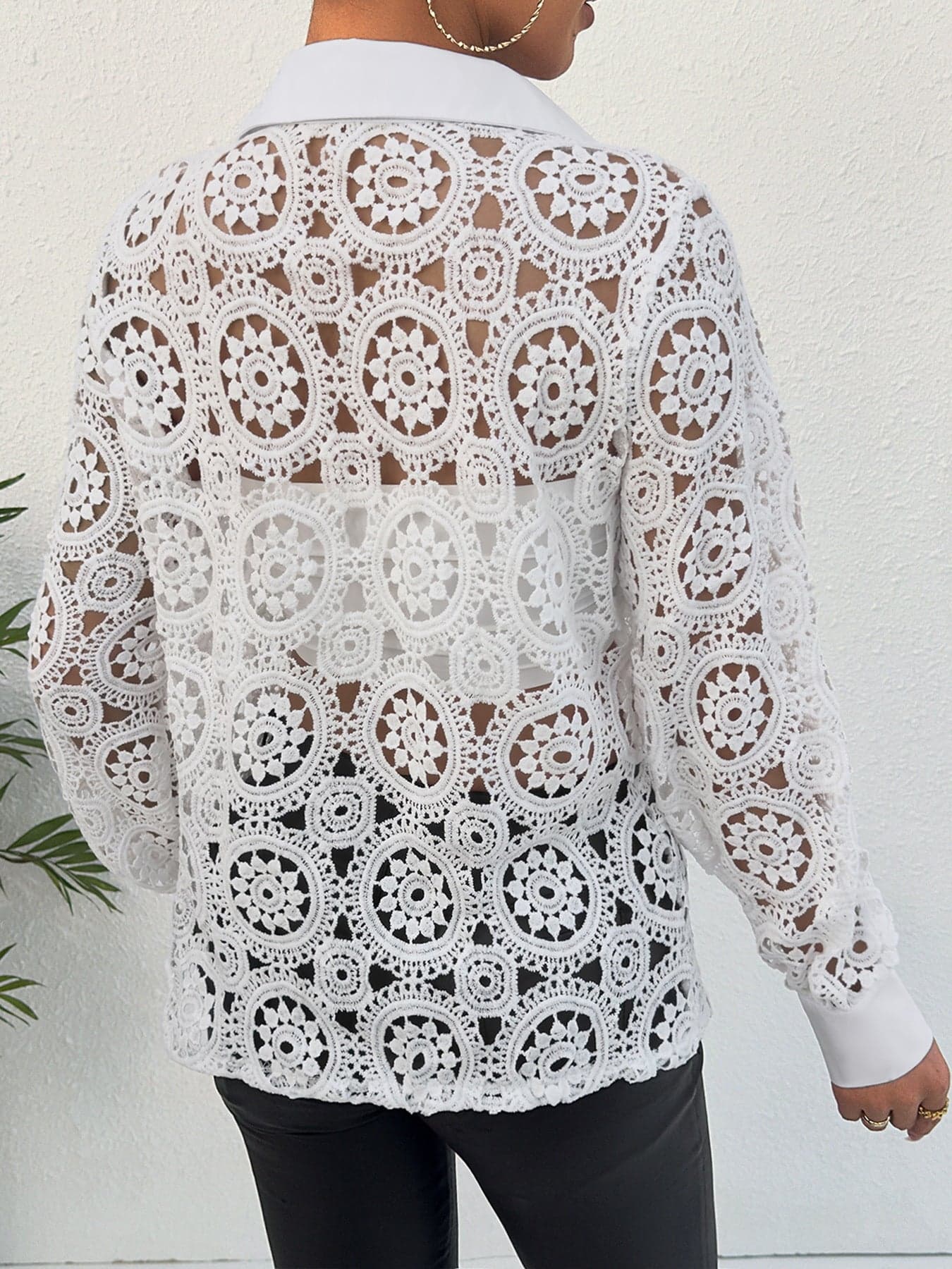 Lace Button Up Long Sleeve Shirt THE NICHOLE COLLECTION - Official Site