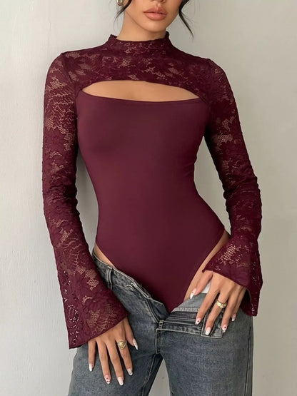 Lace Cut-out Flare Sleeve Bodysuit The Nichole Collection - Official Site