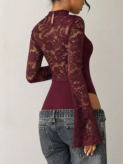 Lace Cut-out Flare Sleeve Bodysuit The Nichole Collection - Official Site