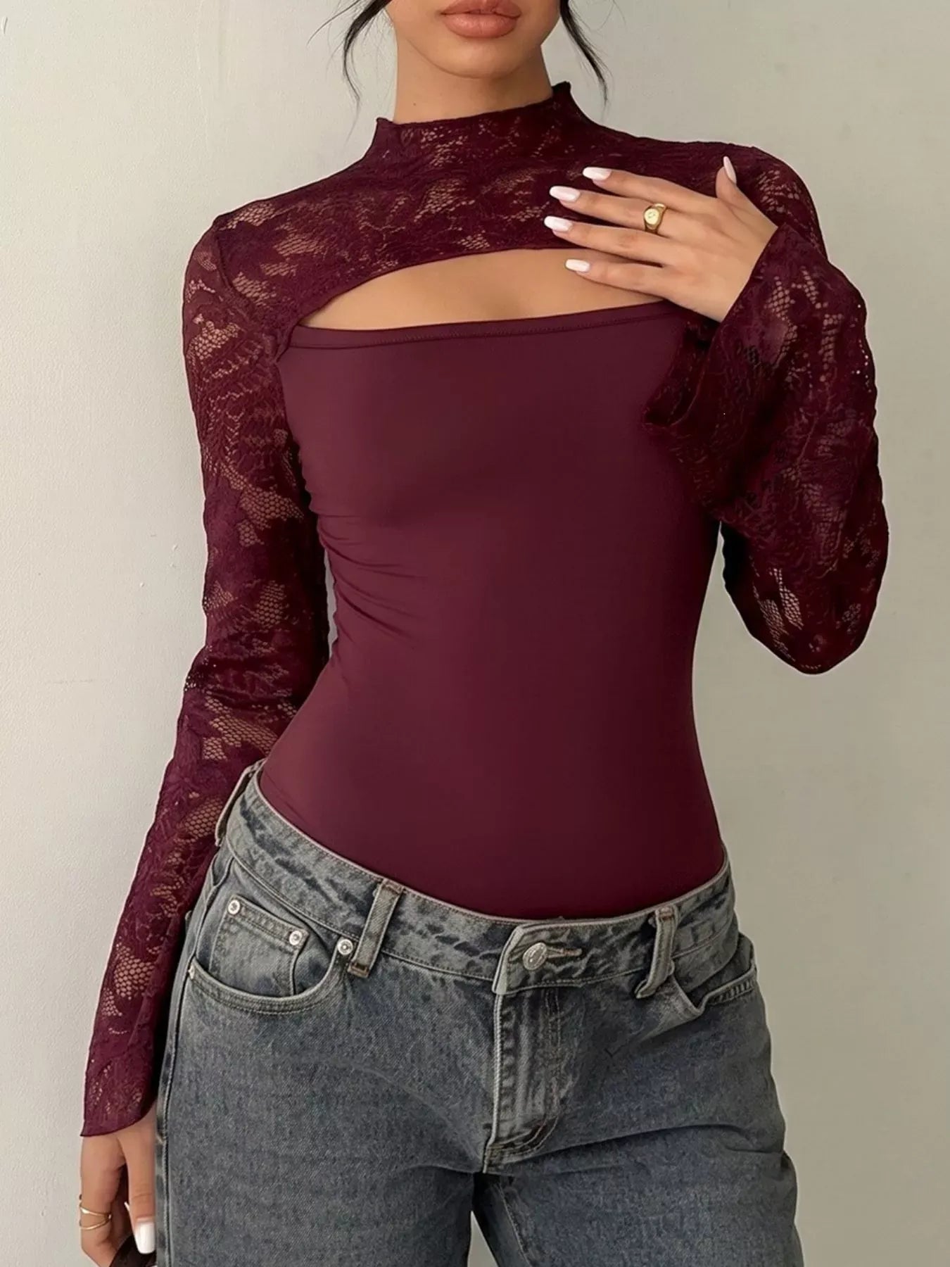 Lace Cut-out Flare Sleeve Bodysuit The Nichole Collection - Official Site