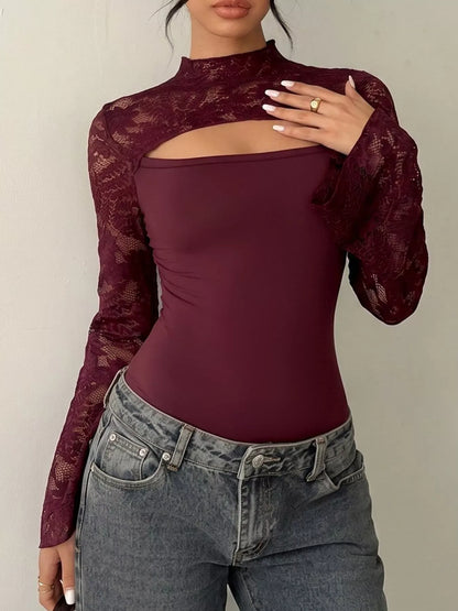 Lace Cut-out Flare Sleeve Bodysuit The Nichole Collection - Official Site